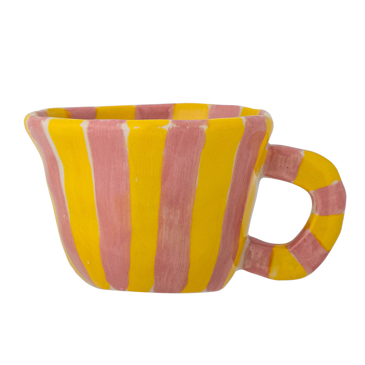 Nini cup in pink and yellow striped stoneware, 110ml, Bloomingville MINI
