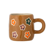 Addy cup in brown stoneware with colourful hand-painted flowers, 130ml, Bloomingville MINI
