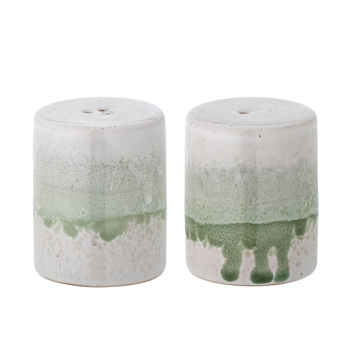 stoneware salt and pepper shaker set in green by bloomingville cutout
