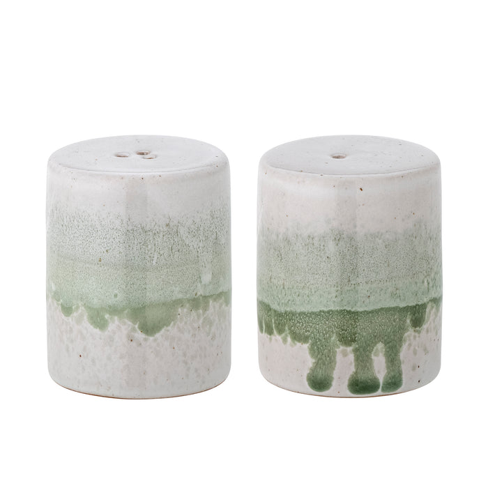 stoneware salt and pepper shaker set in green by bloomingville cutout
