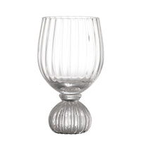 Taurin wine glass clear mouth-blown with ribbed bowl and round base, 430ml
