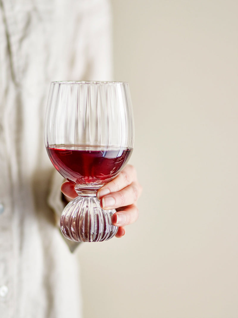 Taurin Wine Glass Clear Mouth-Blown Round Base 430ml | North Home