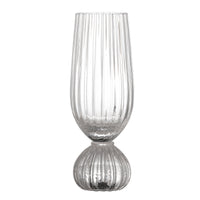 Taurin champagne glass clear mouth-blown with ribbed bowl and round base, 250ml
