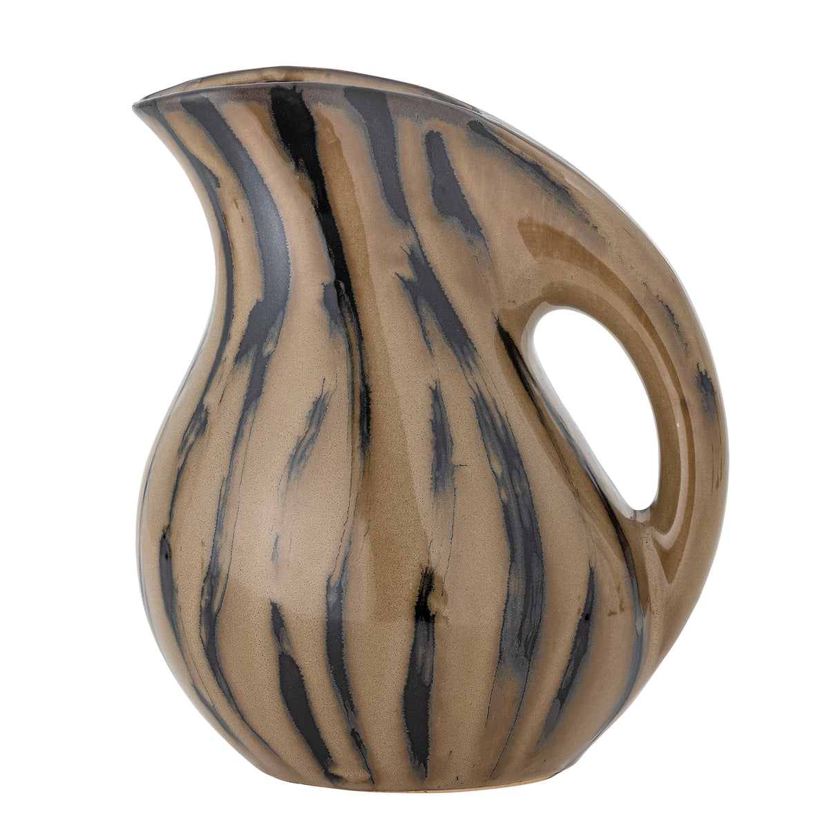 Coy Jug brown stoneware with unique reactive glaze pattern
