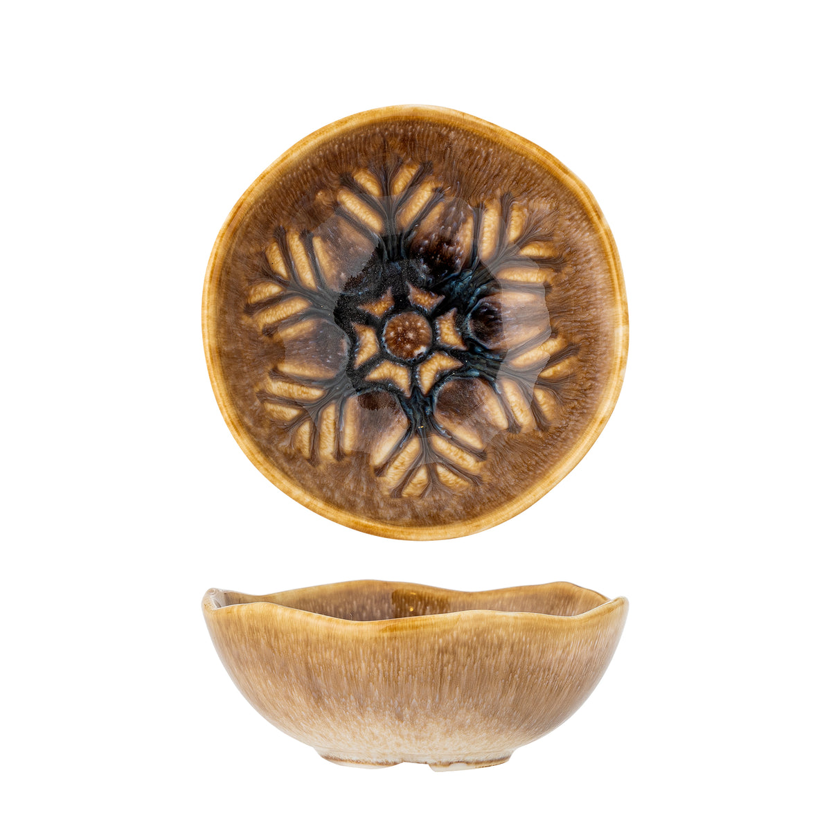 Ceramic bowl with decorative pattern on a white background