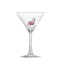 Misa cocktail glass clear mouth-blown with pink glass flamingo inside, 170ml
