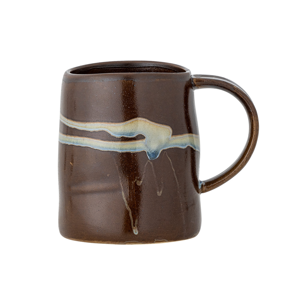 brown yori mug by bloomingville with vivid reactive glaze and large handle