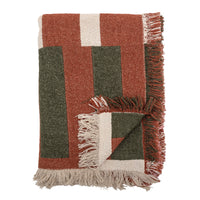 folded york throw by creative collection in brown with red pink and green geometric pattern