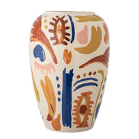 Bloomingville stoneware vases styled in an artisan setting including the Horus multicolour vase