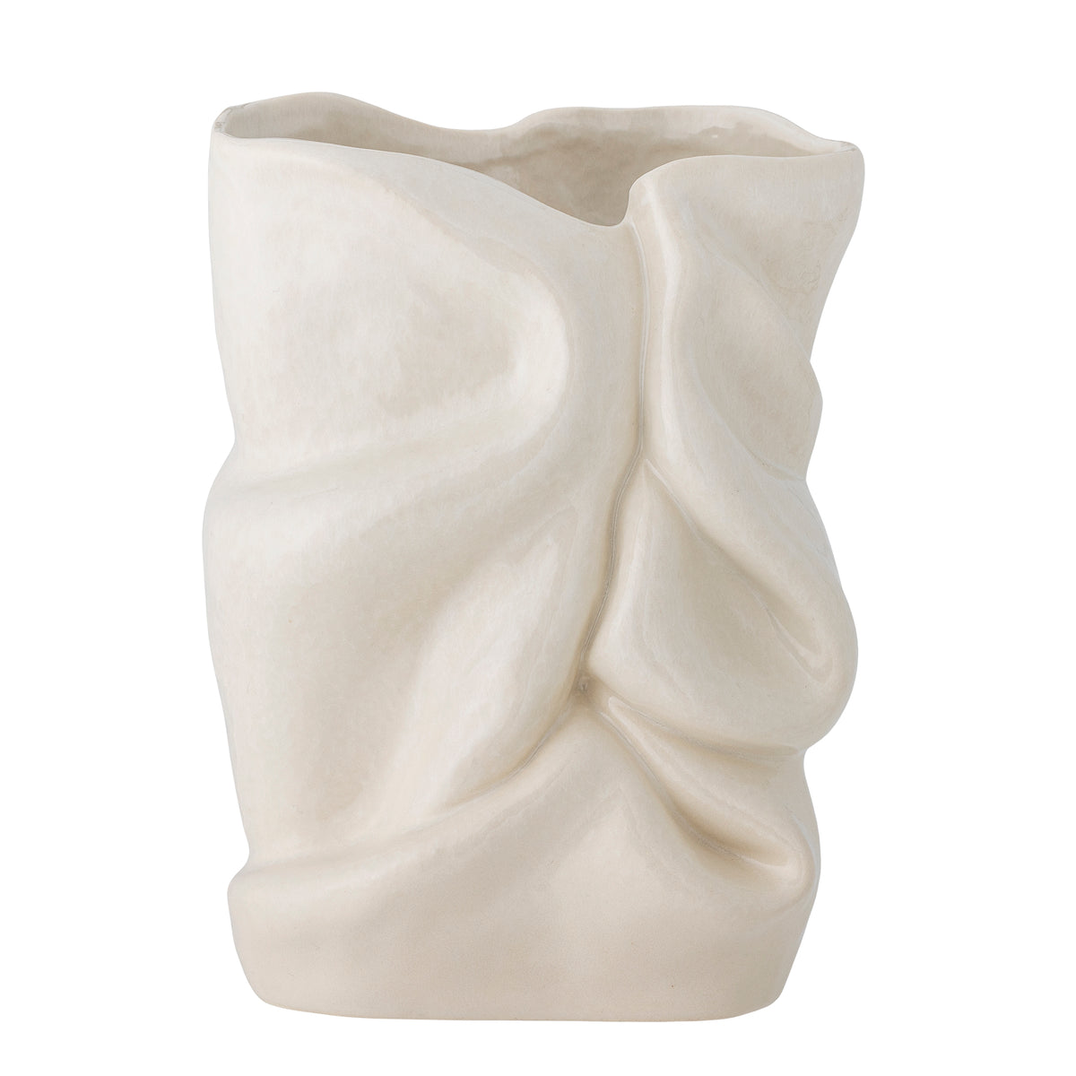 side view of sculptural white stoneware fabrice vase bloomingville