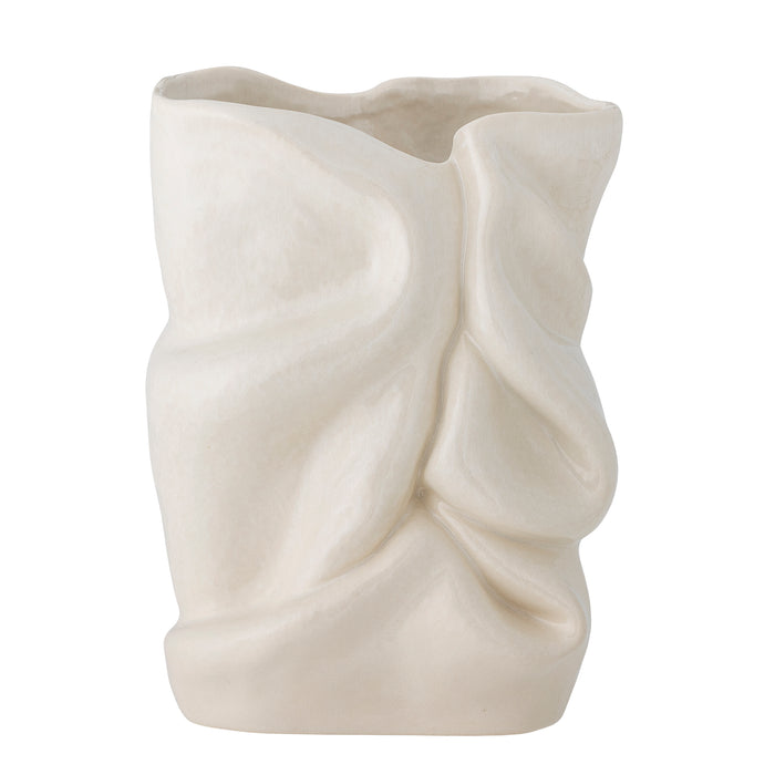 side view of sculptural white stoneware fabrice vase bloomingville