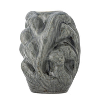 Vuelle grey stoneware vase front view showing organic sculptural folds