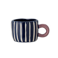 blue striped nini cup by bloomingville with pink rounded handle