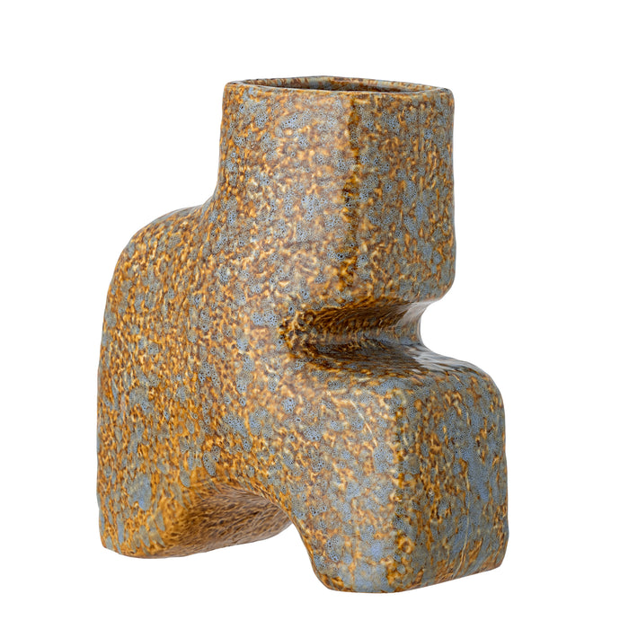 Ollia vase in brown and sand reactive glaze stoneware, 20cm
