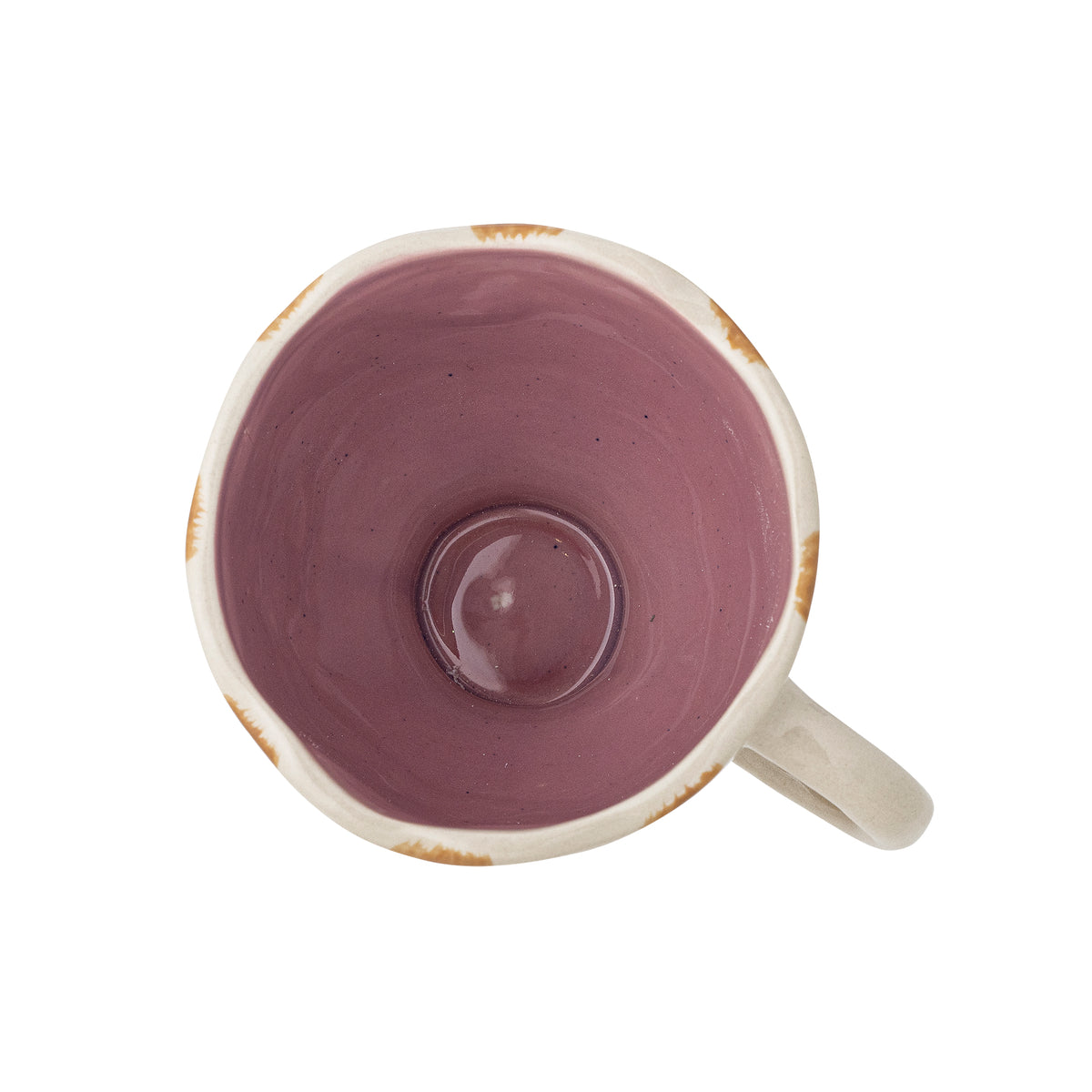 Willa cup with purple interior and hand-painted stripes, stoneware
