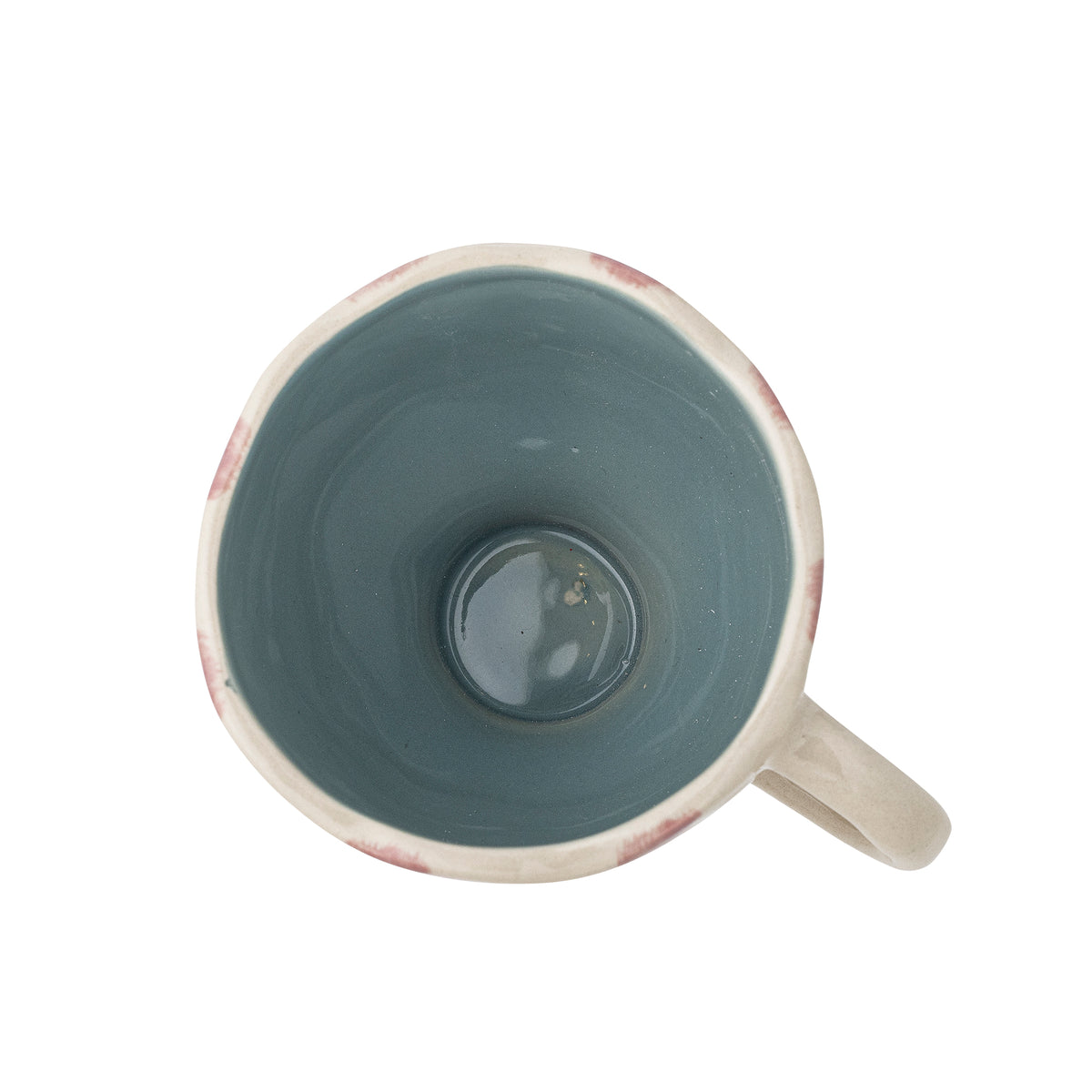 Willa cup with blue interior and white-pink stripes, stoneware
