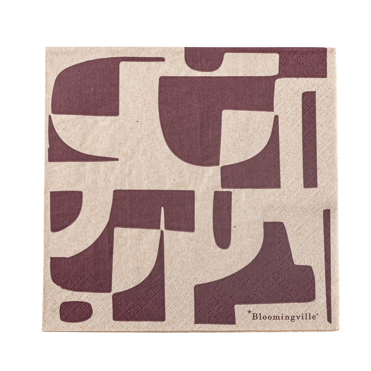 Olica napkin nature with burgundy abstract graphic print, Bloomingville, FSC recycled paper, pack of 20

