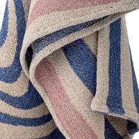 Close up of Arlie throw fabric showing reversed colourway on the back