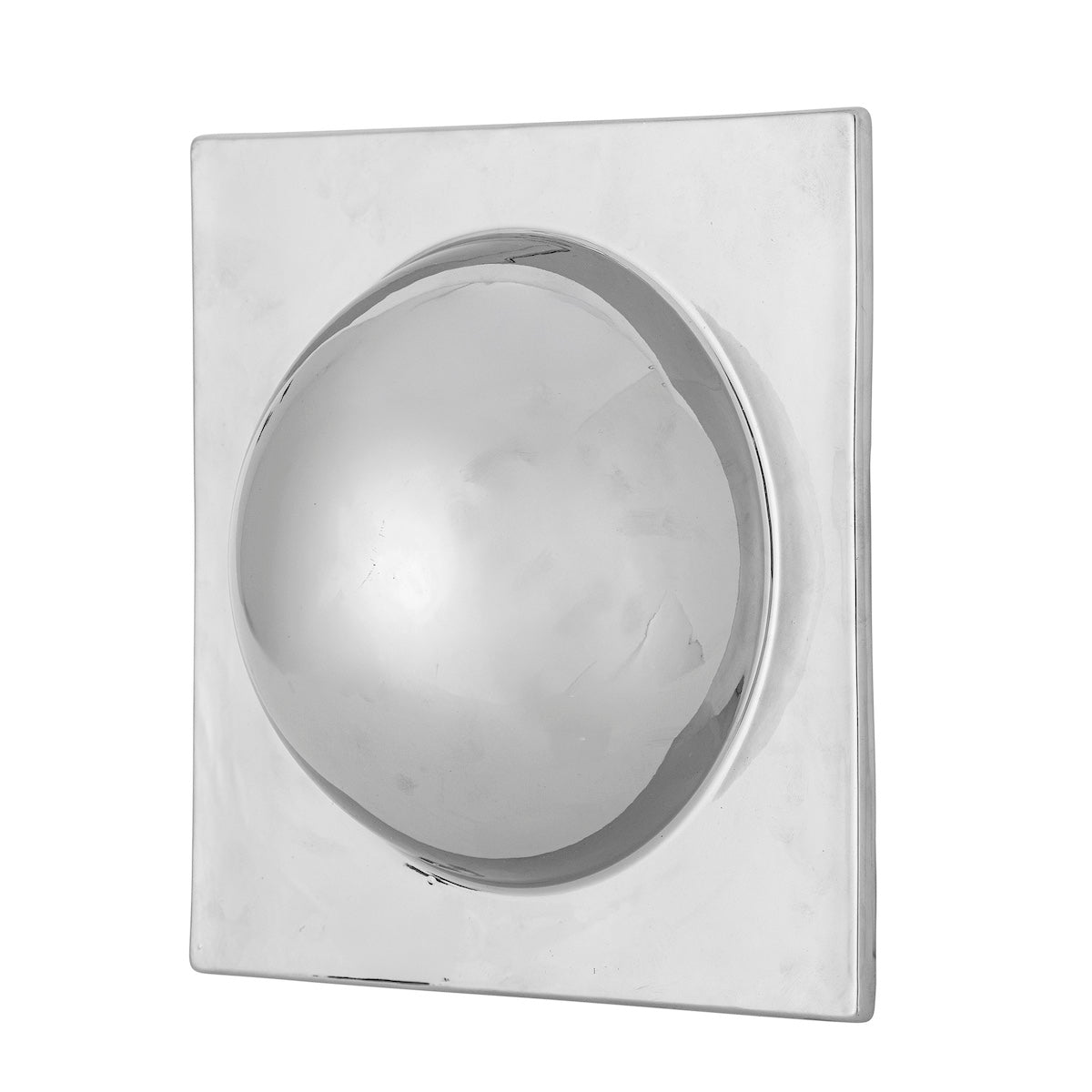 Cesta polished silver wall decor angled view showing dome depth and reflection