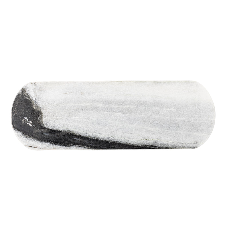 long grey polished marble cutting board by bloomingville with natural veining
