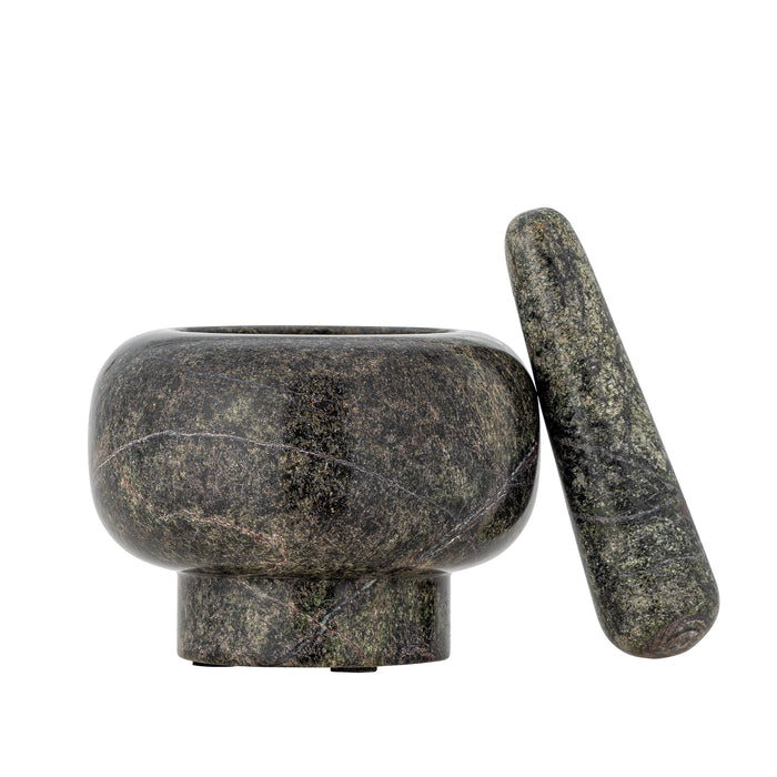 Arazo mortar & pestle green marble set, bowl and pestle, 12.5cm
