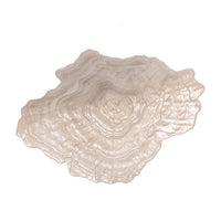 Aiku frosted oyster glass bowl top down and side view showing rippled pattern