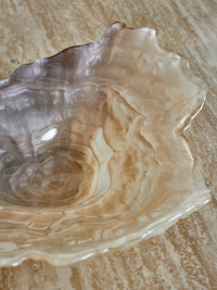 Close up of Aiku frosted glass bowl interior showing rippled glass surface