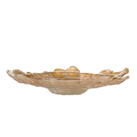 Asimi champagne gold glass bowl side view showing wavy sculptural edge