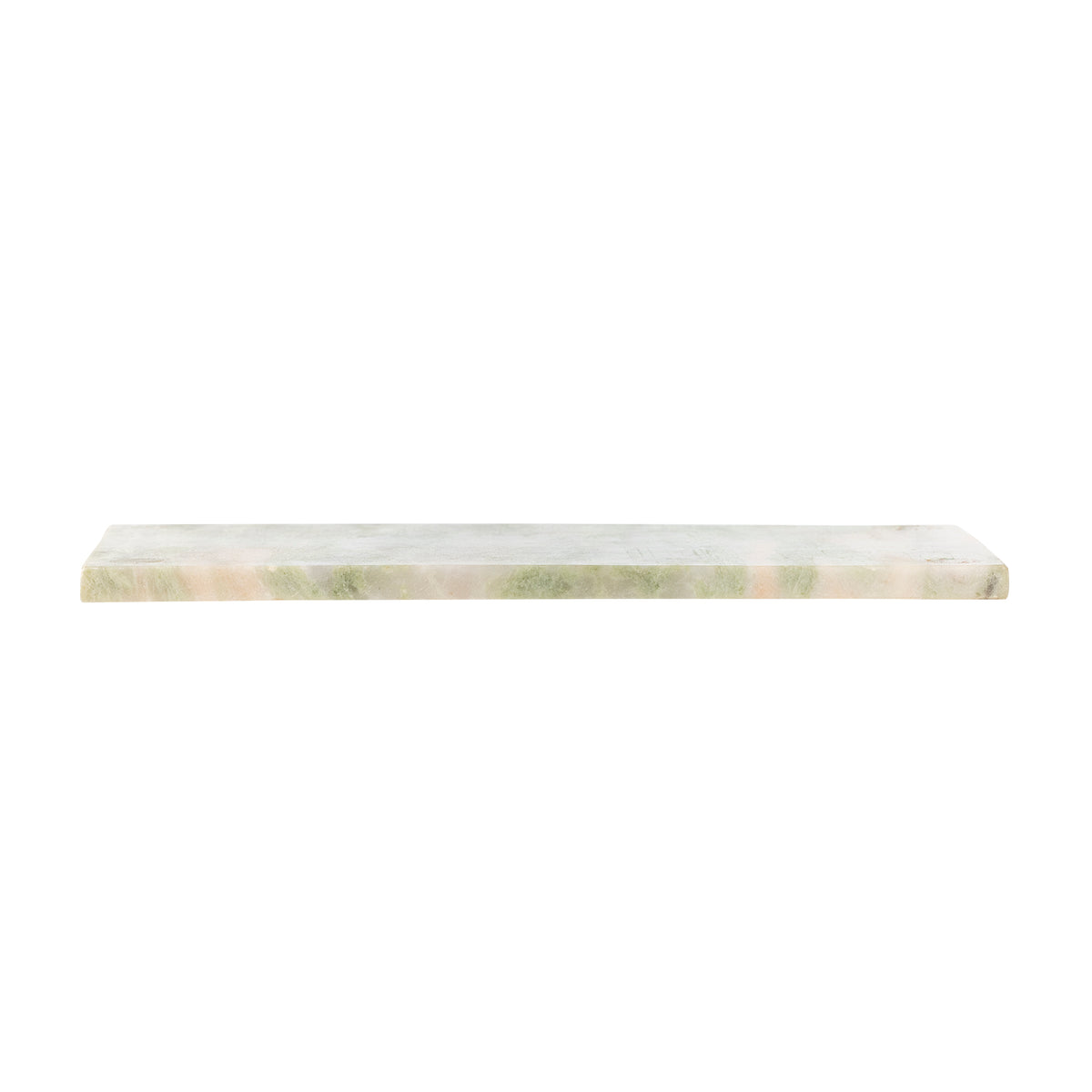 Side profile of the Keika green marble serving board showing its slim 1.5cm polished edge