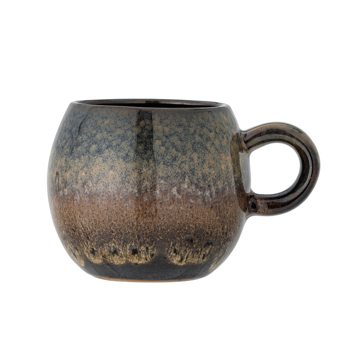 Paula cup brown retro reactive glaze stoneware mug, 275ml, rounded shape
