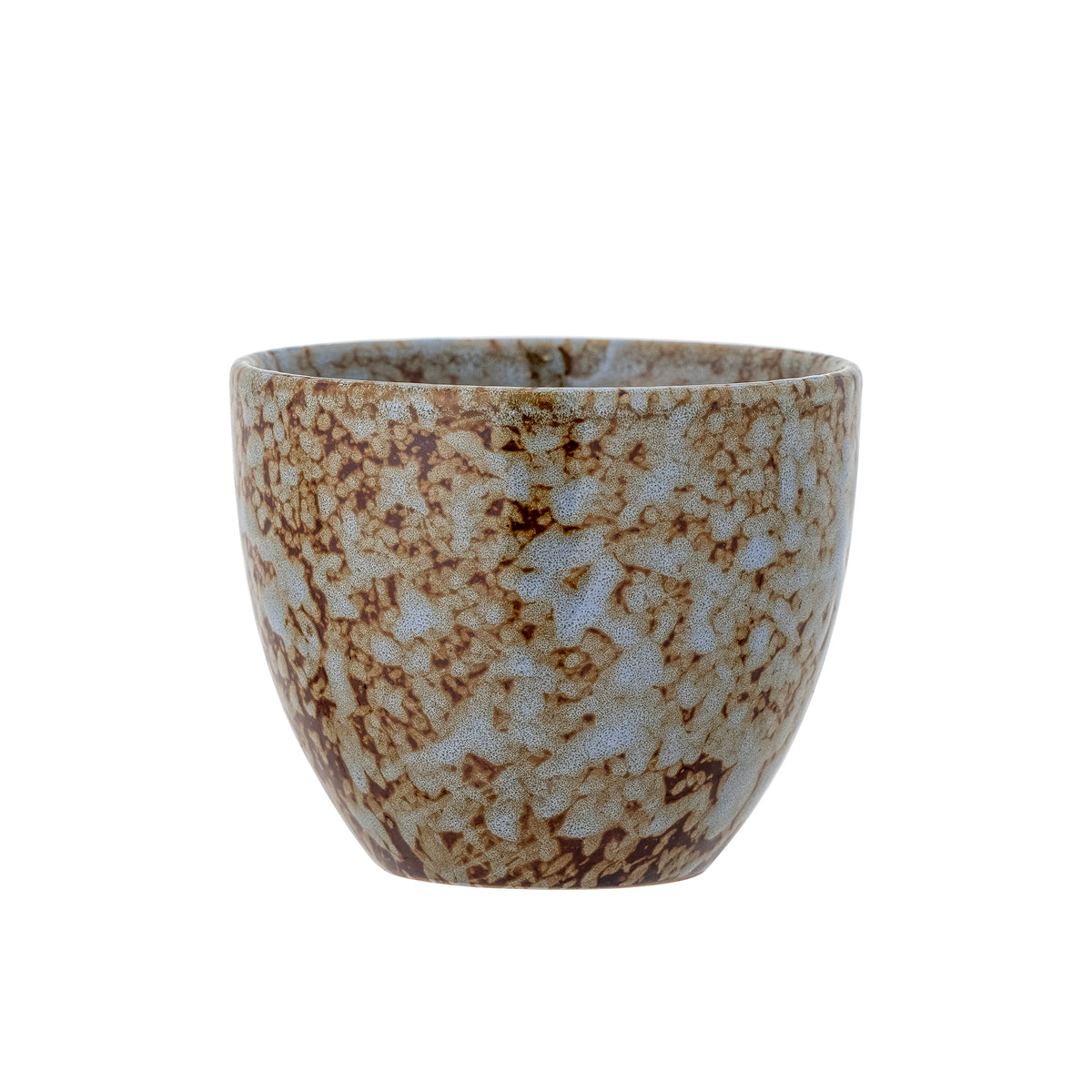 Paula cup in blue and brown reactive glaze stoneware, handleless, 195ml
