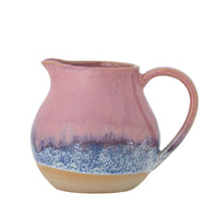 paula milk jug in rose by bloomingville with reactive pink and blue glaze