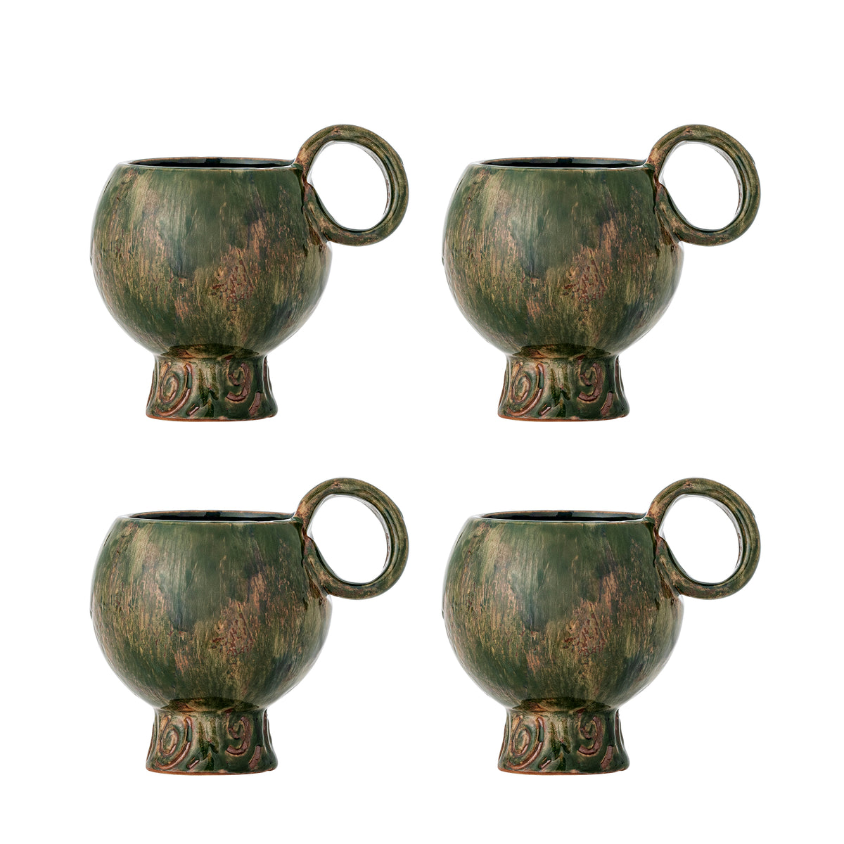 Avonlea cups in green displayed with matching Nordic Simplicity ceramics
