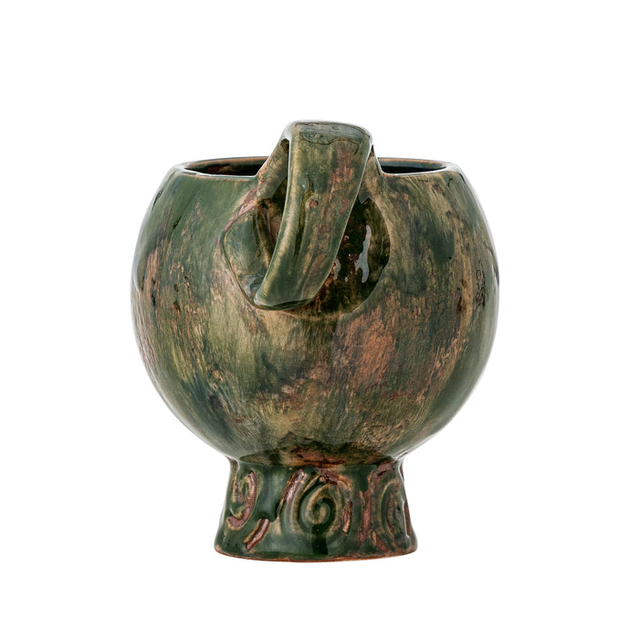 Avonlea cup in green stoneware with raised foot and round handle, 250ml
