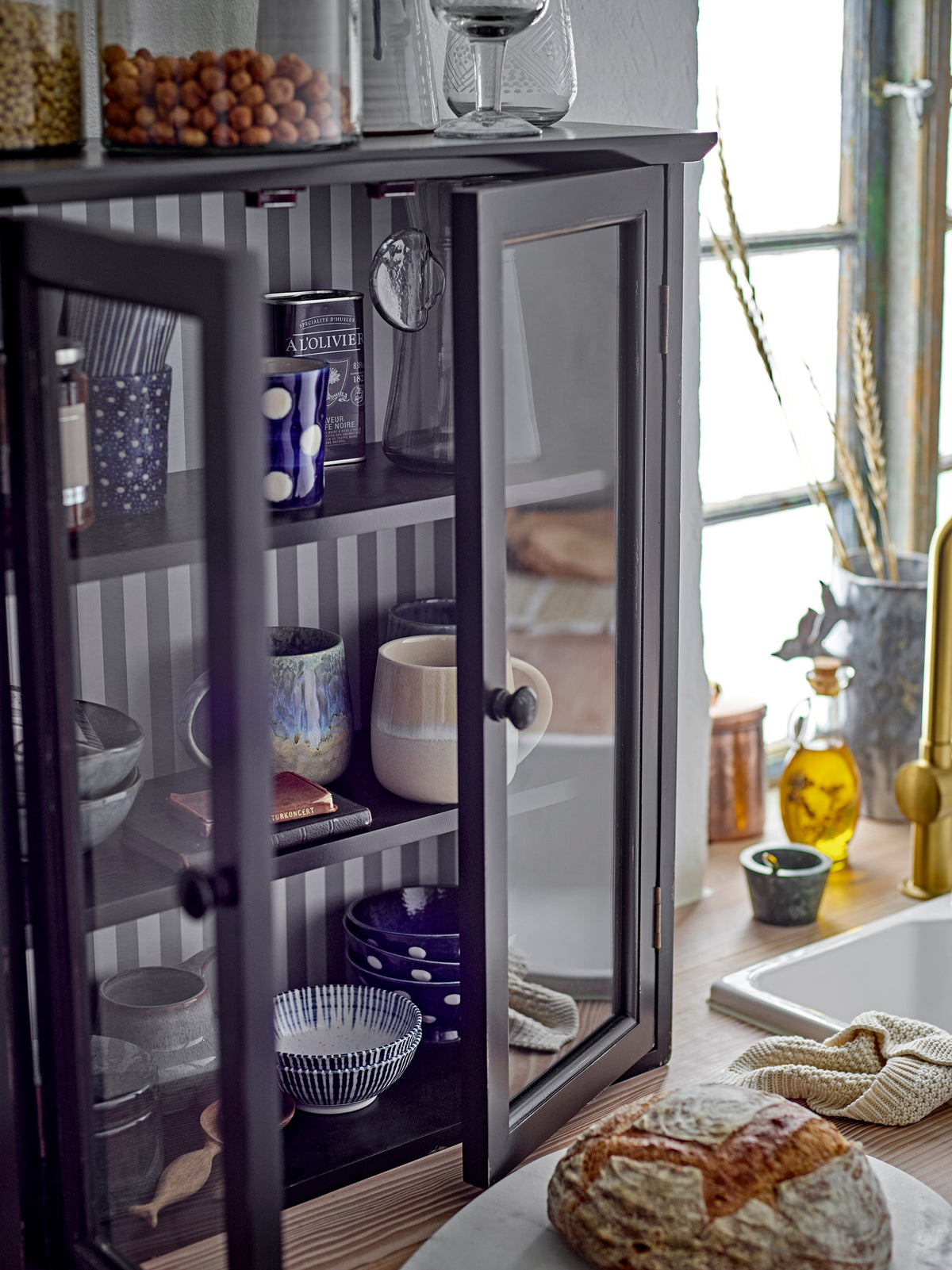 assorted blue stoneware mugs and tableware from Creative Collection
