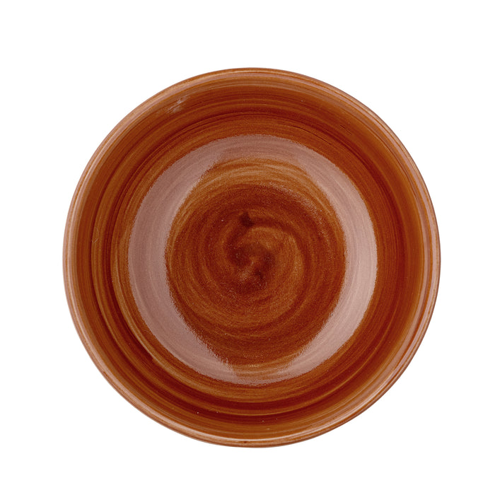 Check bowl with terracotta glazed interior, hand-painted check pattern
