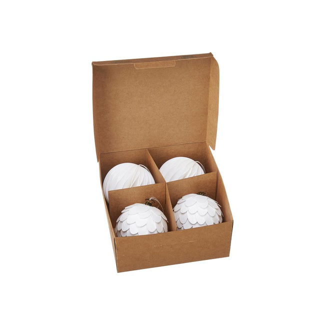 Eco Christmas Bauble, Off White - Set of 4
