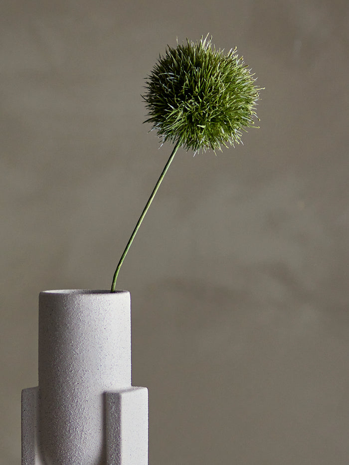 Single allium stem in modern white vase