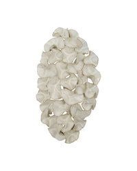 House Doctor Fold sculptural ceramic wall art in off-white with handmade ruffled stoneware petals, a gallery-worthy statement piece for blank walls