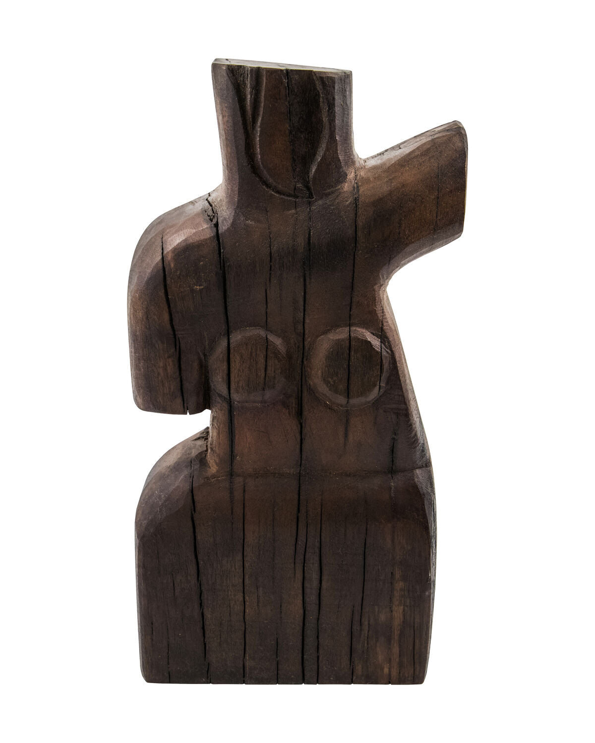 House Doctor Human wall art carved from recycled mango wood in a dark espresso black stain, an abstract female torso sculpture for statement walls