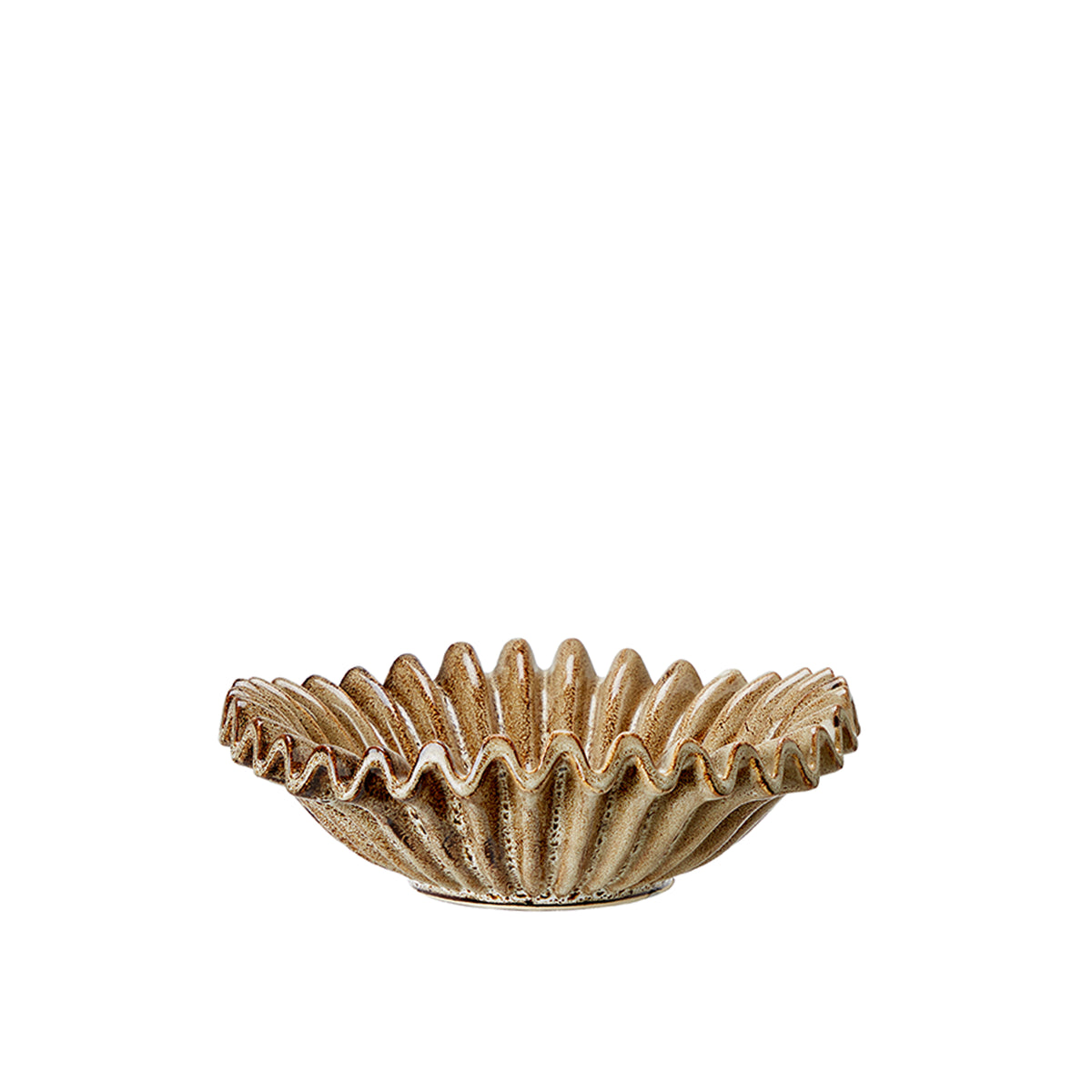 Fluted ceramic bowl for shelf styling