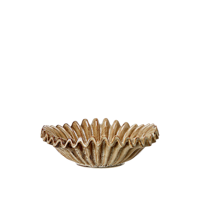Fluted ceramic bowl for shelf styling