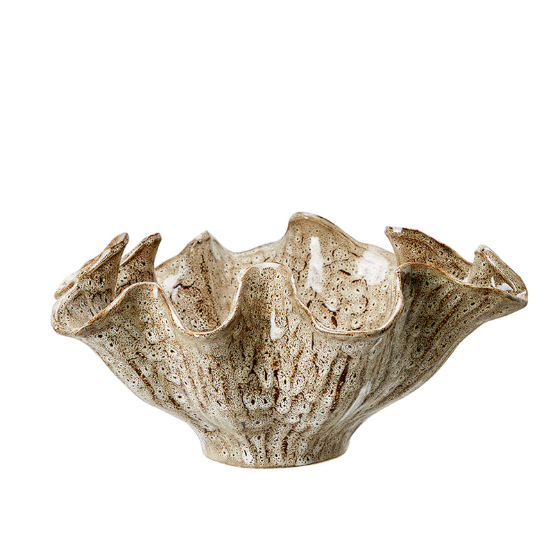 Fluted brown bowl with organic shape