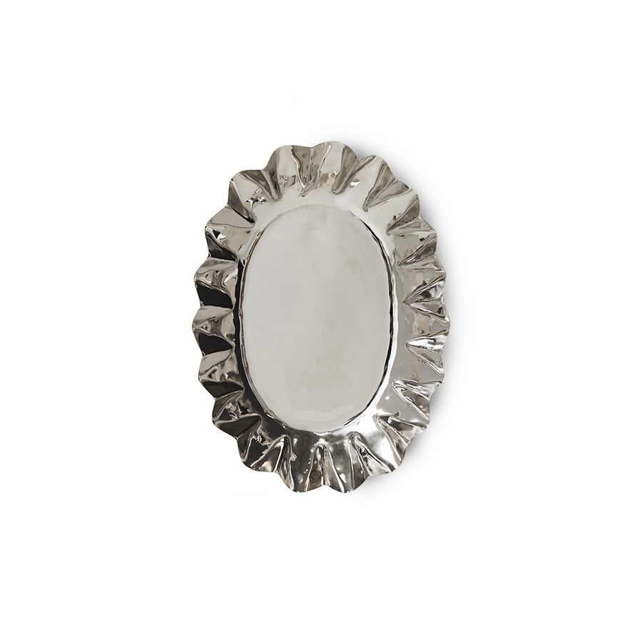 HKLIVING New Classics fluted chrome tray, Medium, viewed from above on a white background