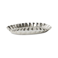 Side view of the Large HKLIVING chrome tray showing its ruffled, fluted rim