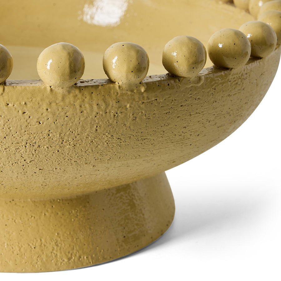 Robust Ceramic Bowl in Mustard by HKLIVING – close-up of textured mustard glaze