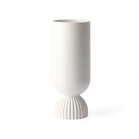 Ceramic Flower Vase Ribbed Base White