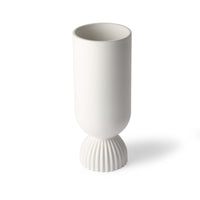 Ceramic Flower Vase Ribbed Base White