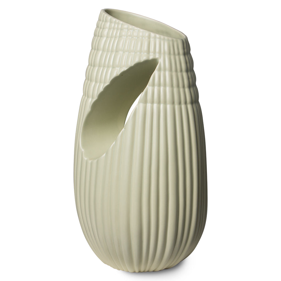 Ceramic Ribbed Vase Matt Minty: HK Objects