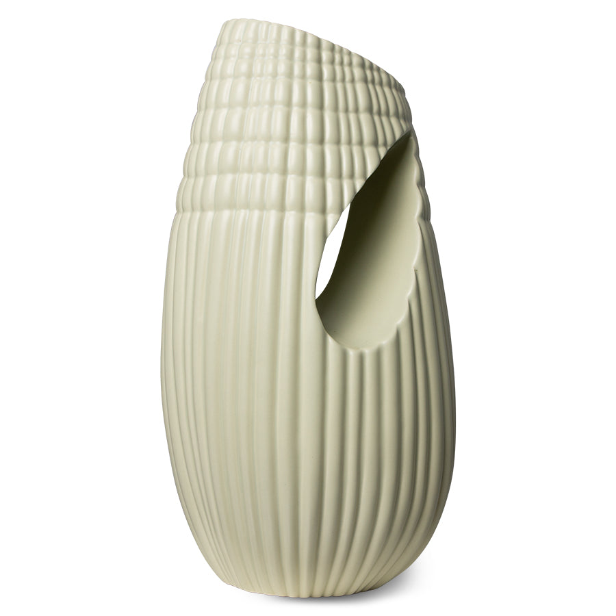 Ceramic Ribbed Vase Matt Minty: HK Objects